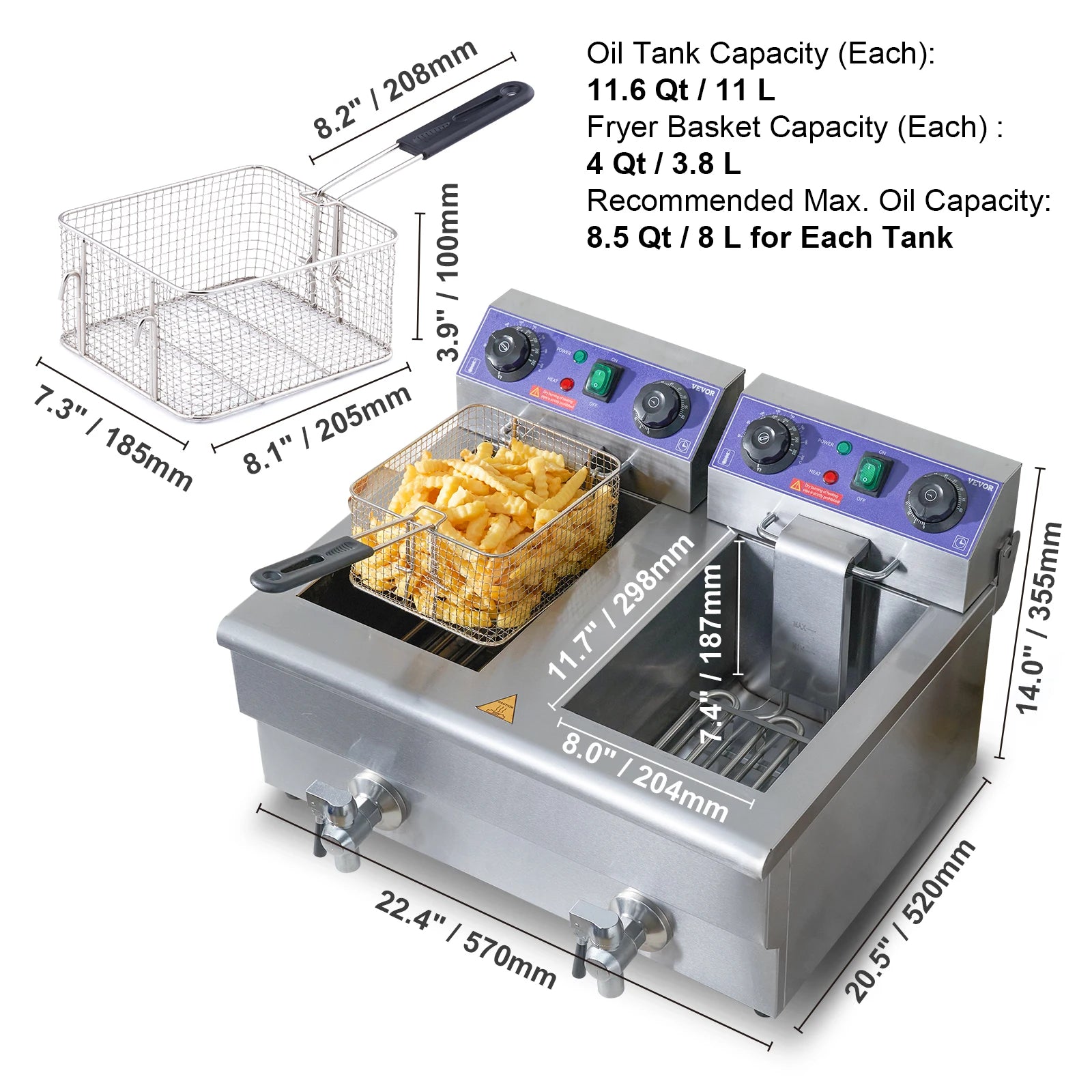 SucceBuy Electric Deep Fryer With Dual Removable Tanks by S And B Enterprise