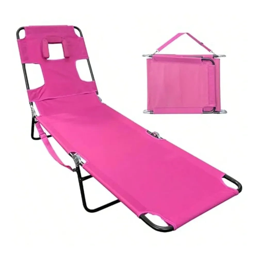 XMSJ Down Tanning Chaise Lounge Chair With Face Hole Backrest