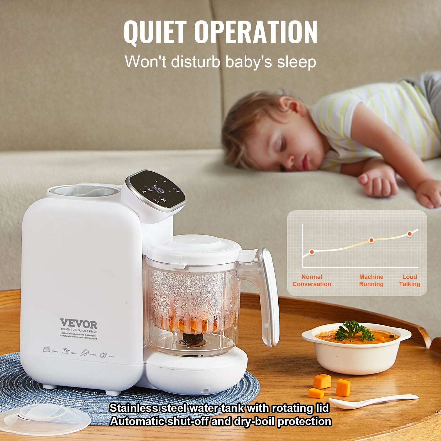 VEVOR Baby Food Maker 430W 5 In 1 Blender Steamer Grinder
