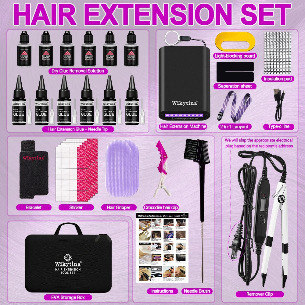 Wikytina UV Light Hair Extension Machine With Glue And Tools