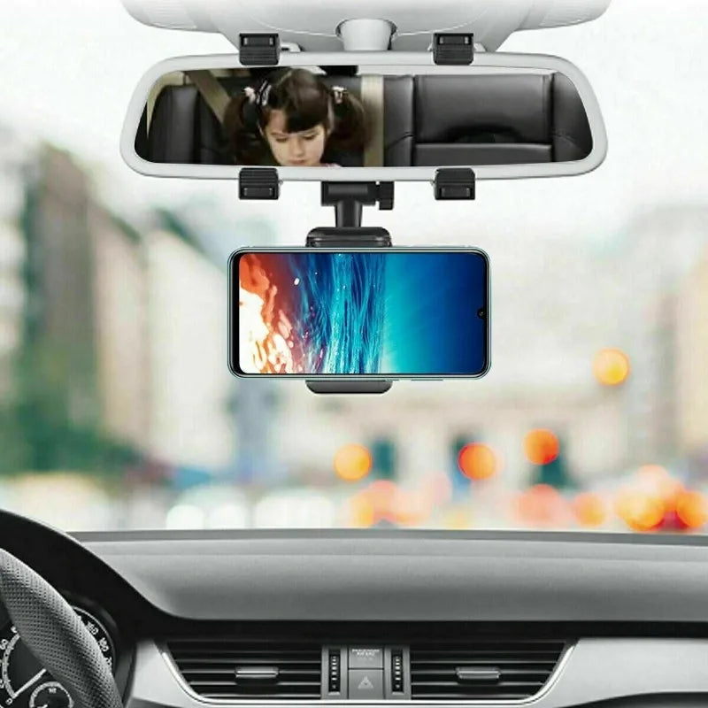 Universal 360 Degree Rearview Mirror Smartphone Car Mount Holder