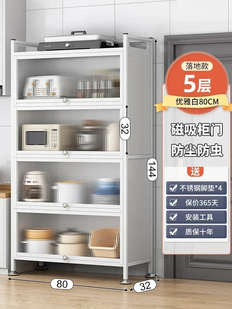 Modern Kitchen Cabinet Hutch Movable Full Door Glass Cabinet Storage Display Cupboards Multi-functional Cupboard Storage Door by S And B Enterprise