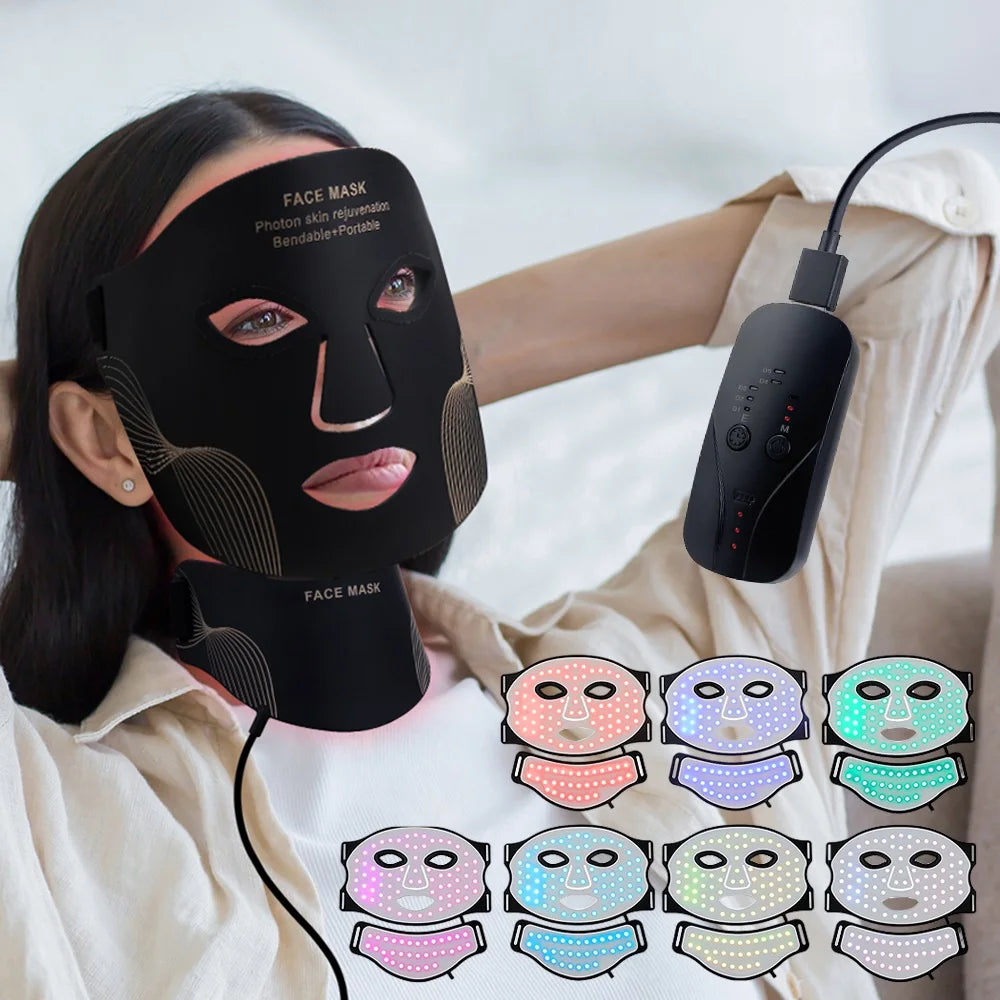Iebilif Face Neck LED Mask With 7 LED Light Therapy by S And B Enterprise