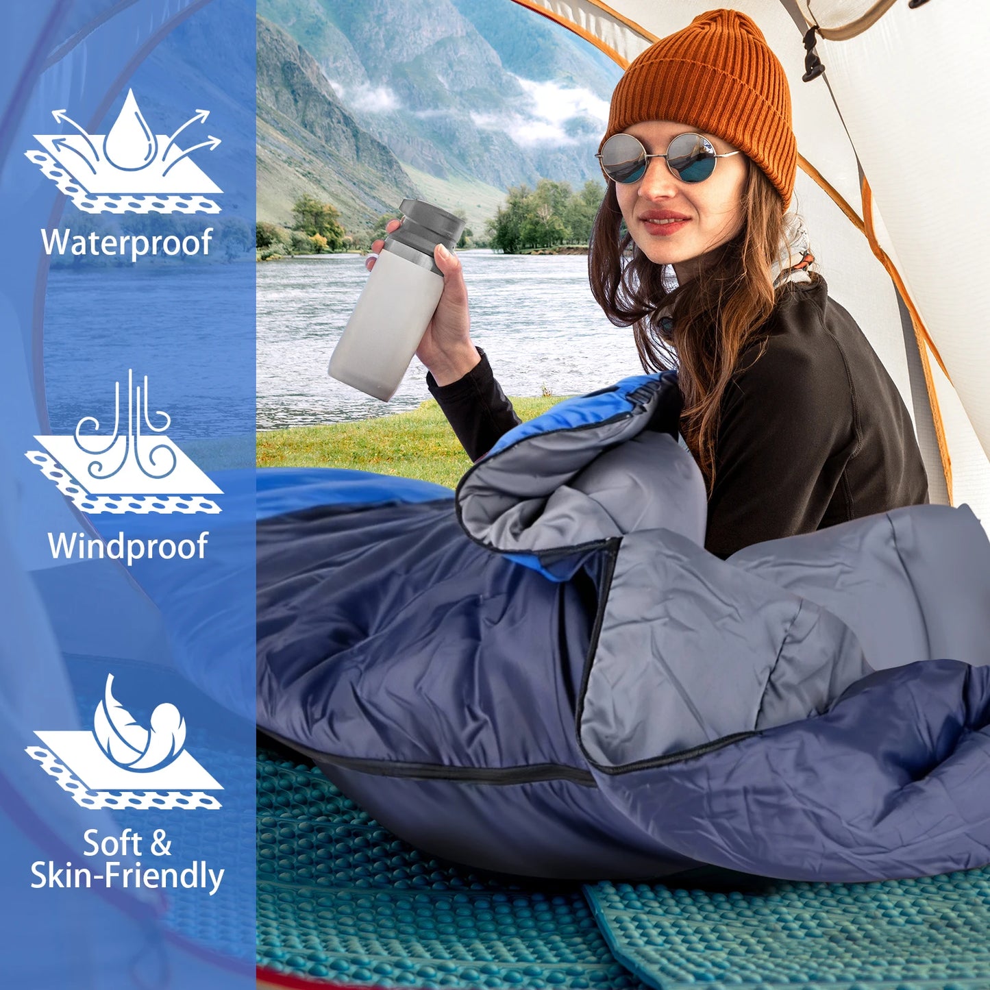 All Season Cotton Sleeping Bag With Compression Sack For Outdoor Camping by S And B Enterprise