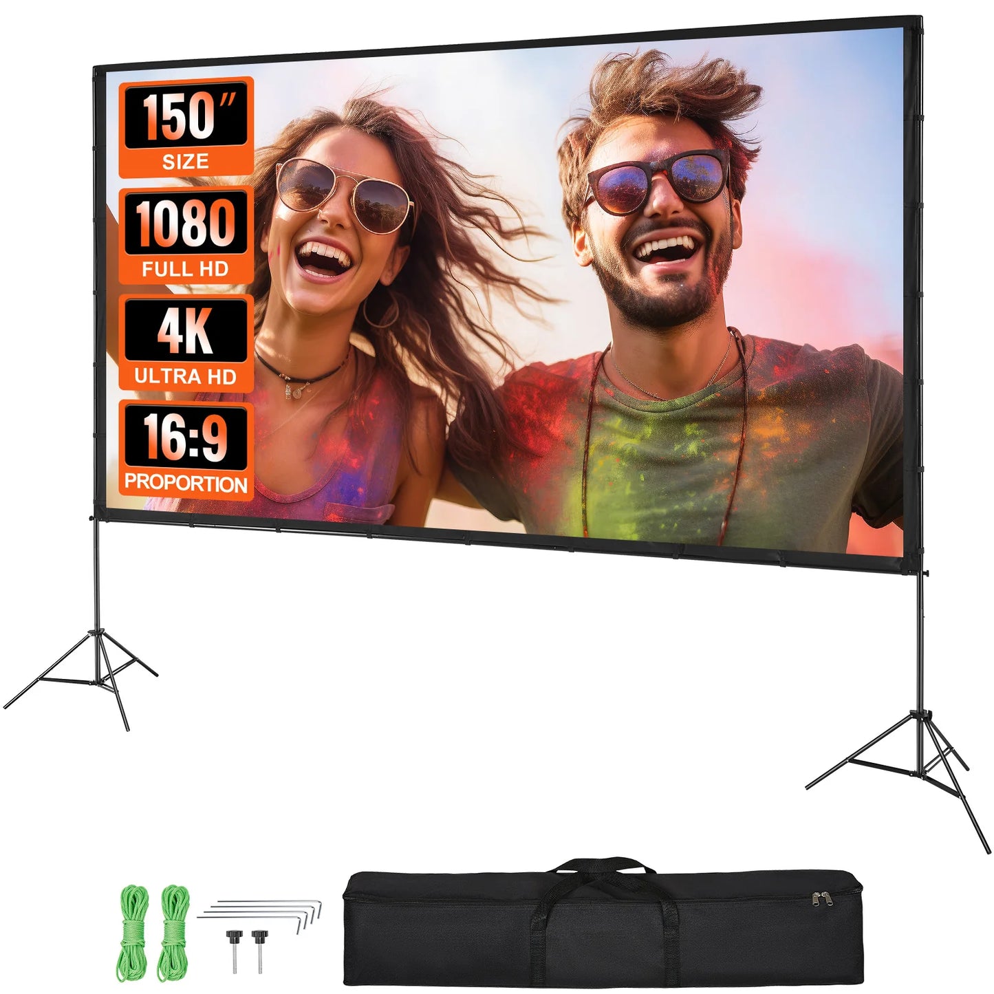 SucceBuy 4K Projector Screen With Stand For Home Theater