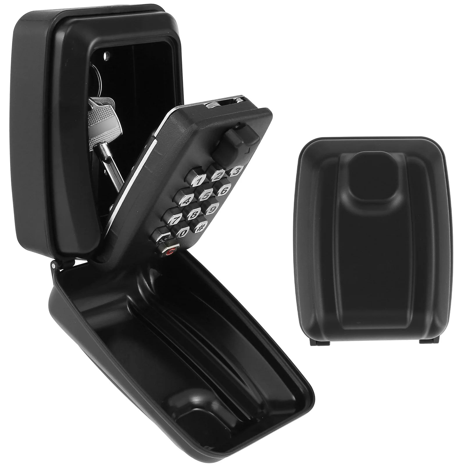 Key lock box wall-mount safe with numeric keypad, black weatherproof organizer by S And B Enterprise