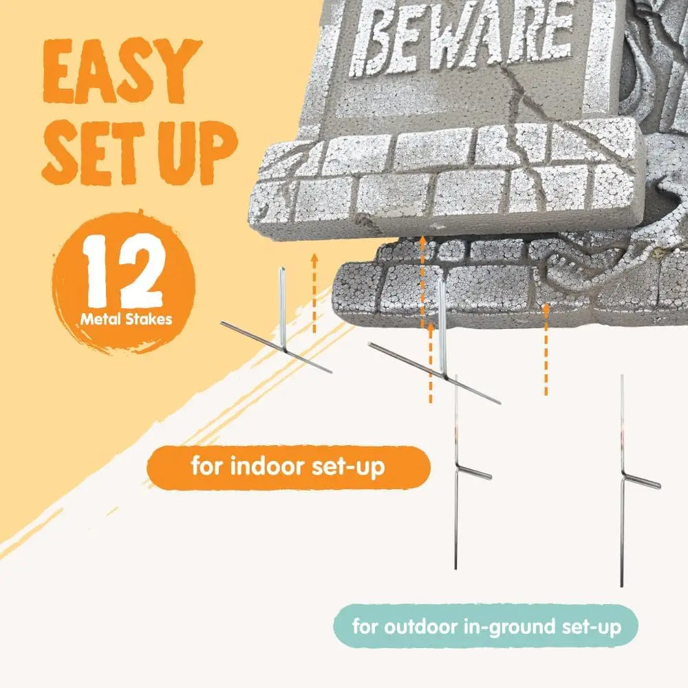 5-pack 17in foam Halloween tombstones with 12 metal stakes for indoor or outdoor yard decor by S And B Enterprise.
