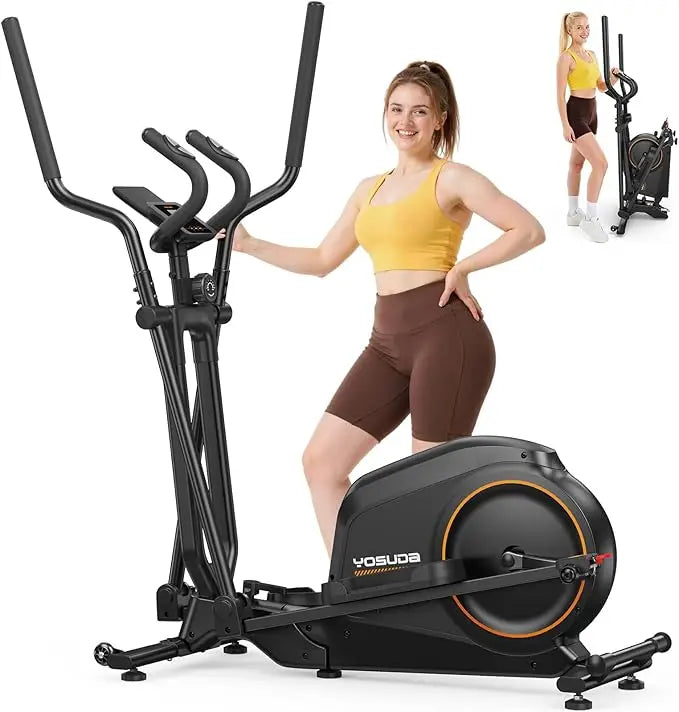 YOSUDA Foldable Elliptical Exercise Machine for Home, 15 Inch Stride Compact Folding Elliptical Trainer, Only 2 Sq.Ft Foldable Design for Small Spaces, Elliptical Cross Trainer with 16 Levels Magnetic Resistance by S And B Enterprise