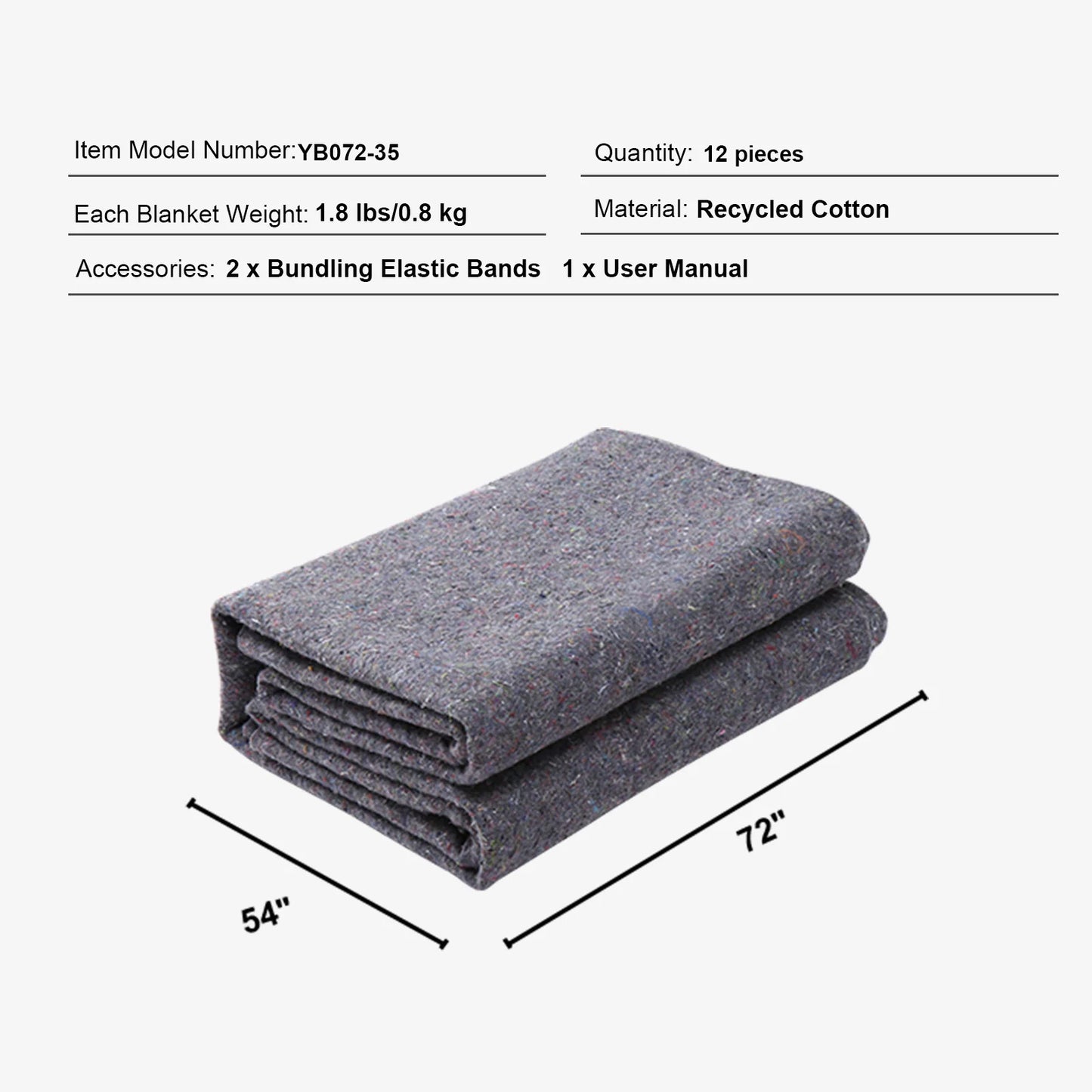 SucceBuy 12/24Packs Moving Blanket Recycled Cotton Heavy Duty Packing Shipping Mover Pads for Protect Furniture Floor Appliances by S And B Enterprise