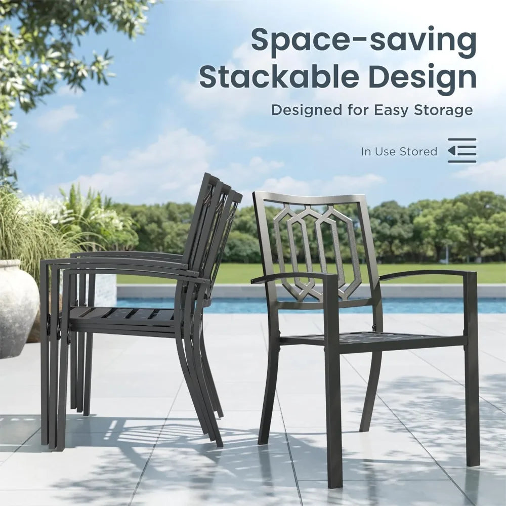 Outdoor Dining Set For Four With Wrought Iron Table
