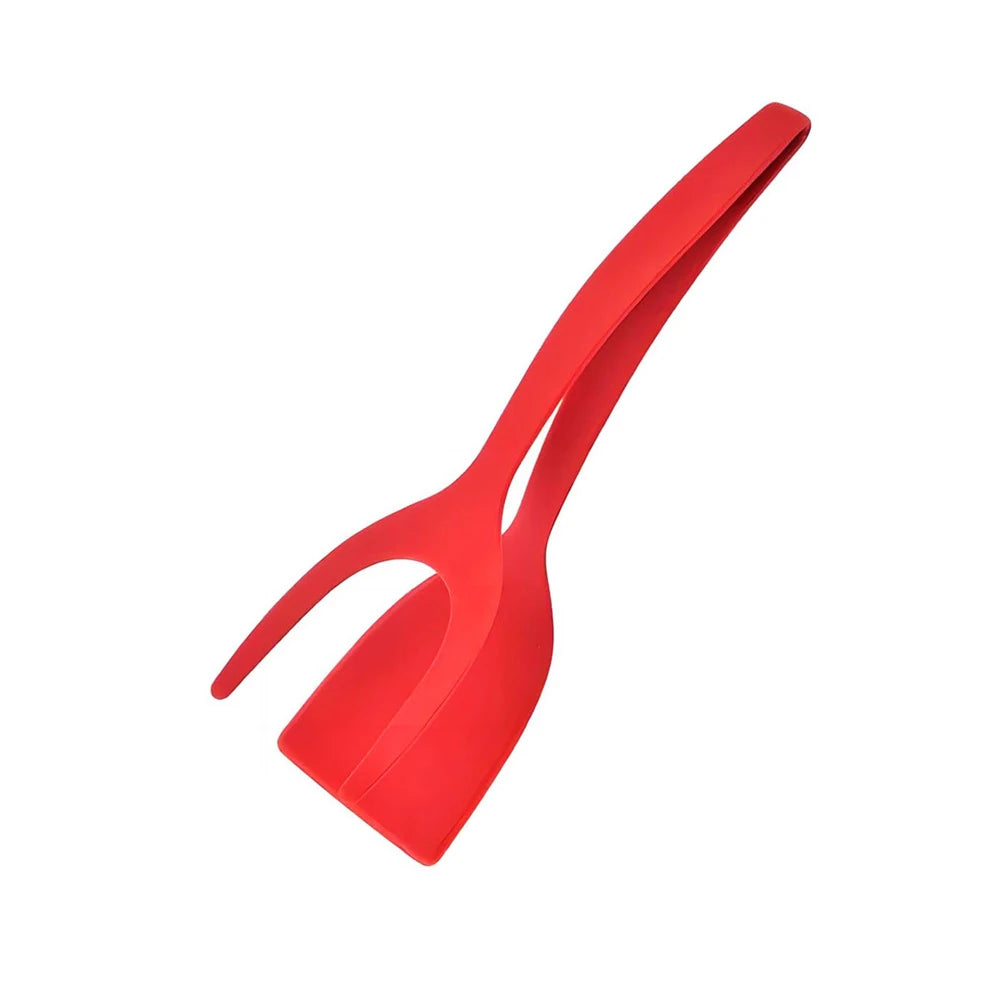 2 in 1 Grip Flip Spatula Clamp Egg Pancake Fish French Toast Omelette Making Non Stick Home Kitchen Cooking Turner Tool by S And B Enterprise