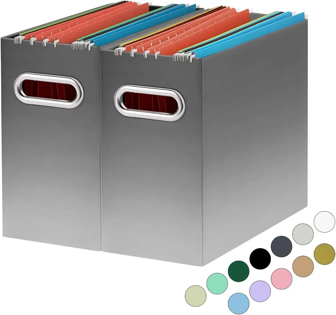 Collapsible File Organizer Box With Portable Handle For Office