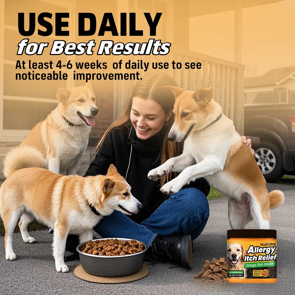 Nutridog Allergy Relief Dog Chews Omega 3 Vitamin C Support by S And B Enterprise