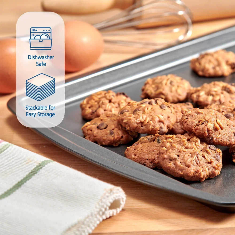 Nonstick Cookie Sheet Set Durable Steel Construction Easy Release