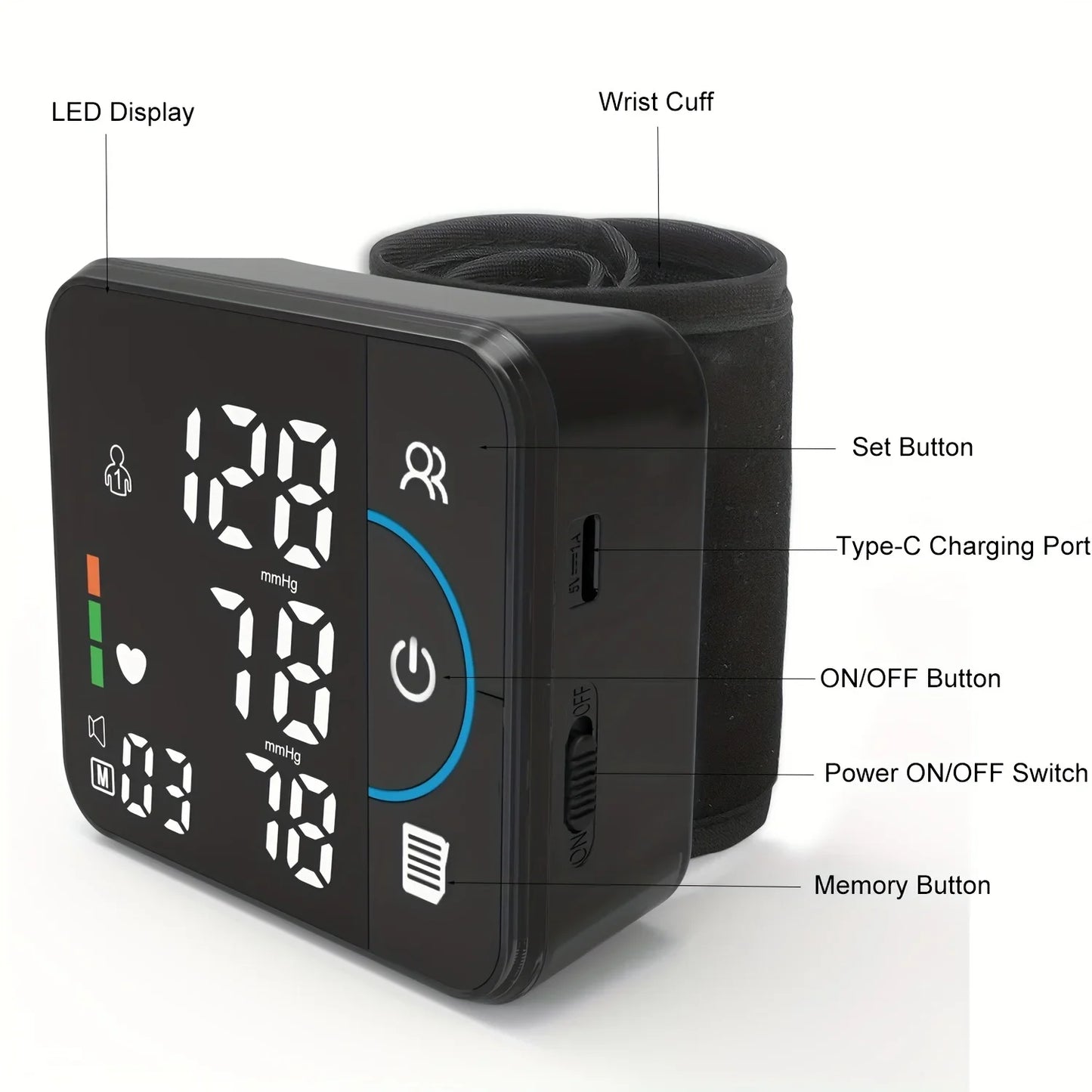 Schbit Portable Wrist Blood Pressure Monitor For Precise Health Monitoring