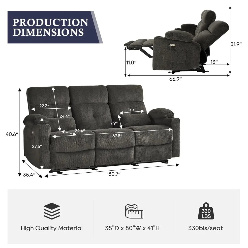 Guangbai Power Reclining Sofa With Heat And Massage by S And B Enterprise