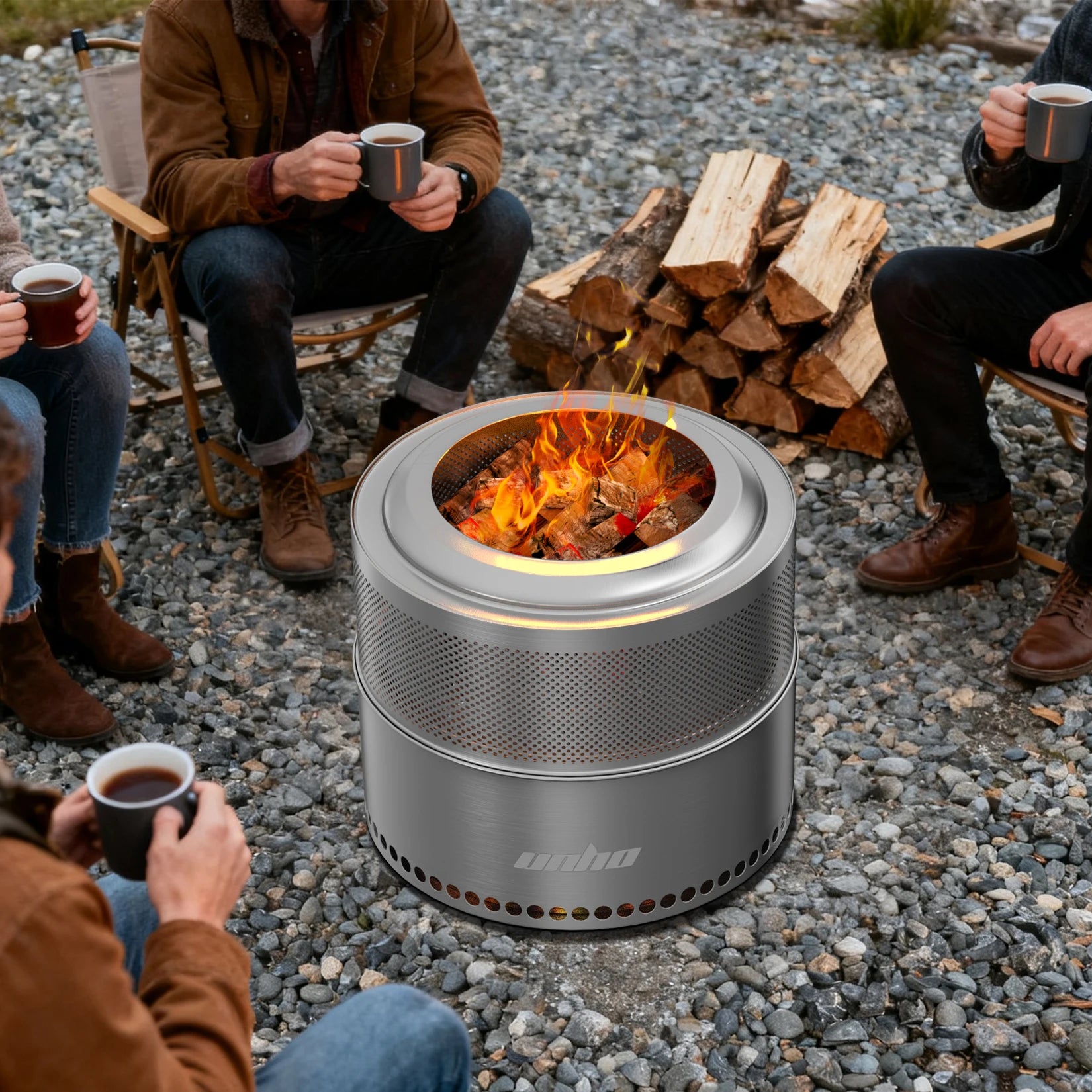 Stainless Steel Smokeless Wood Burning Fire Pit With Carry Bag by S And B Enterprise