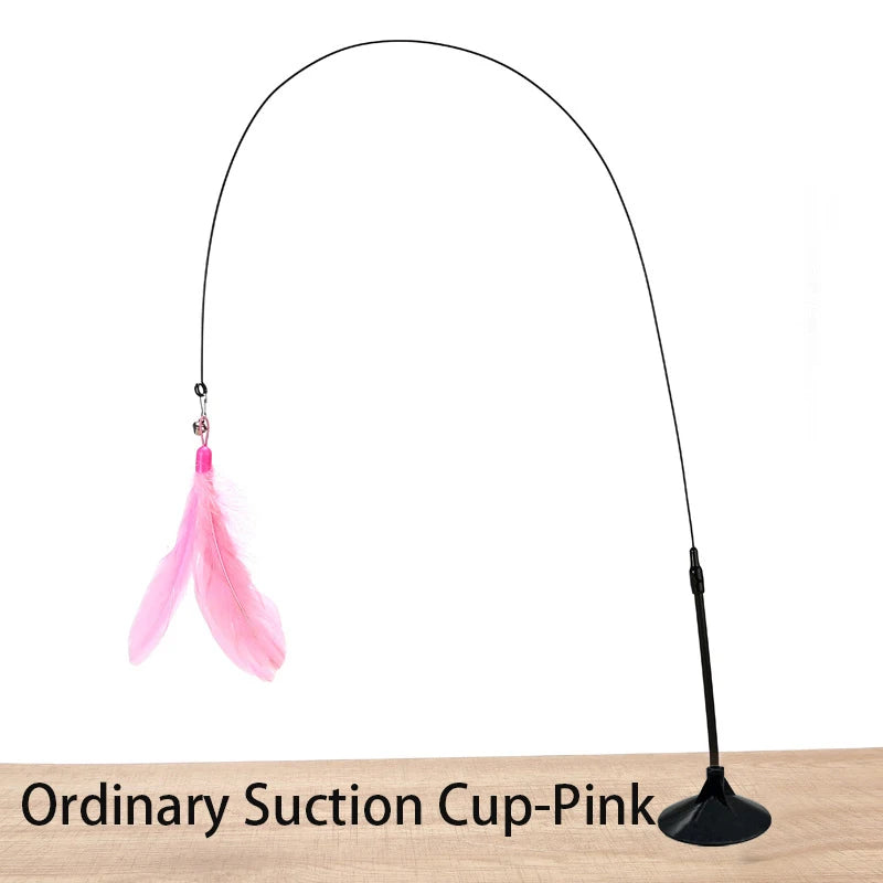 Interactive Cat Toy Handfree Cat Stick Kitten Playing Teaser Wand Toy Suction Cup Feather Wand Pet Supplies Simulation Feather by S And B Enterprise