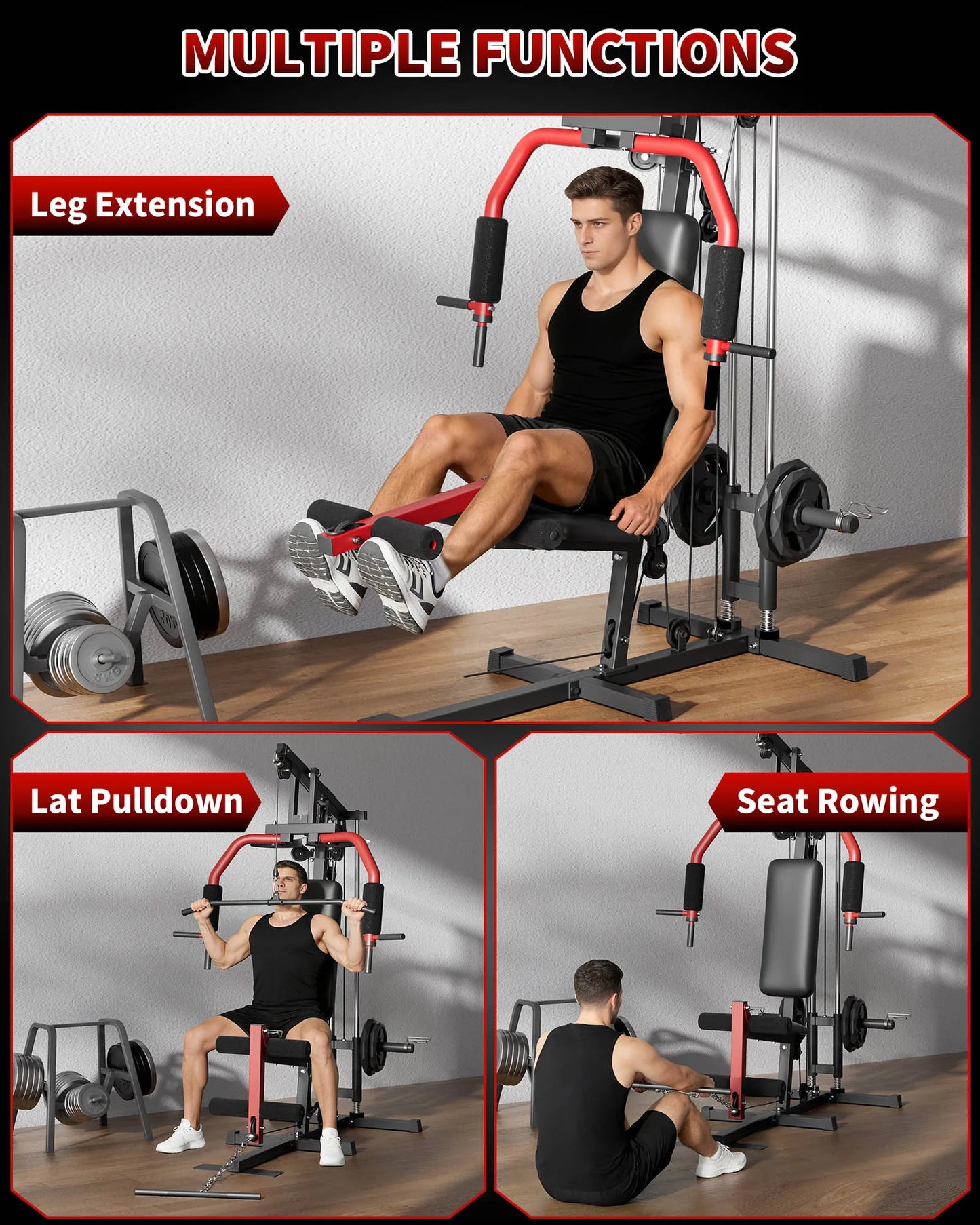5-In-1 Multifunctional Home Gym Equipment: Full Body Workout Machine with Lat Pulldown, Chest Press, Leg Extension & Seated Row by S And B Enterprise