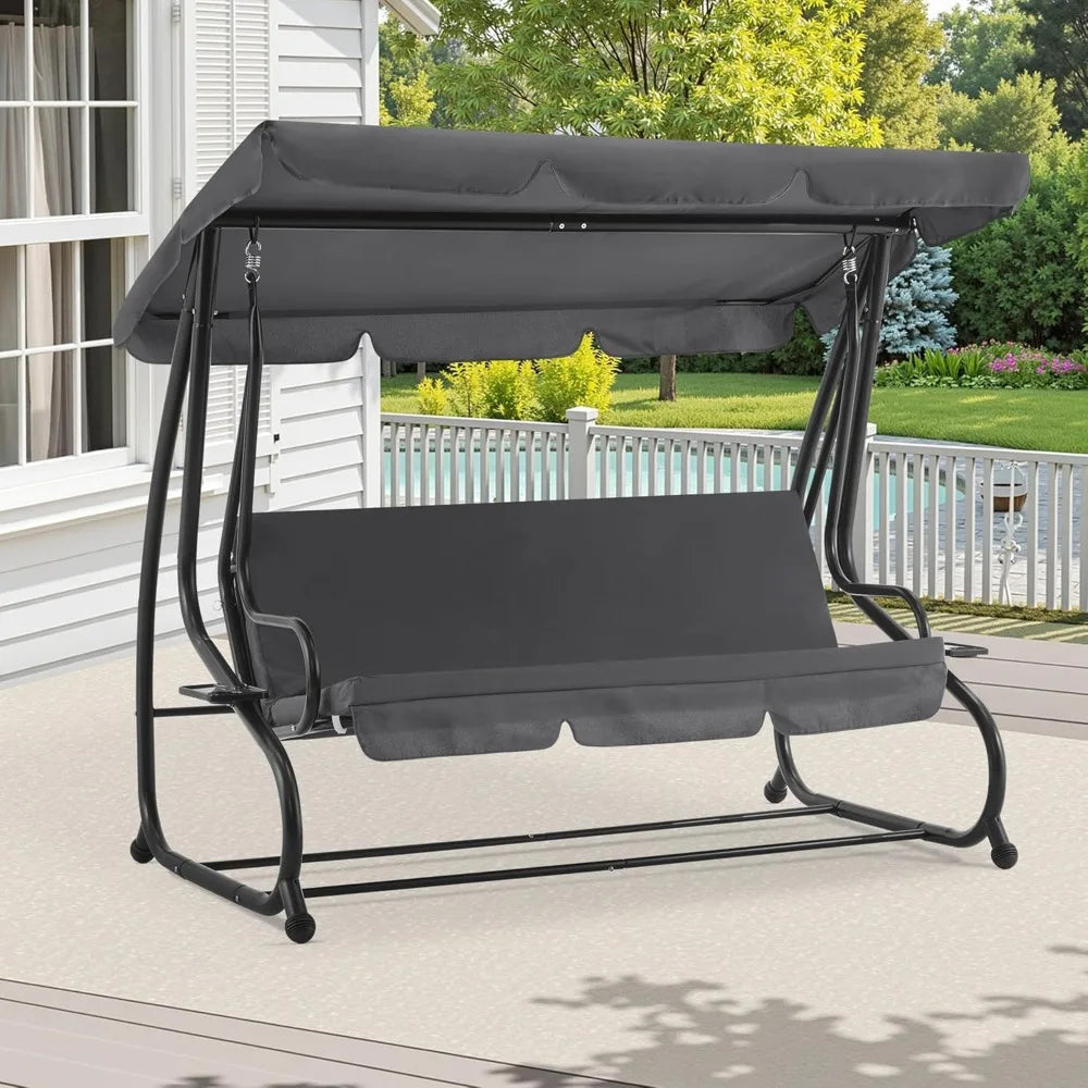 MCombo Patio Swing Chair With Adjustable Canopy Weather Resistant Outdoor