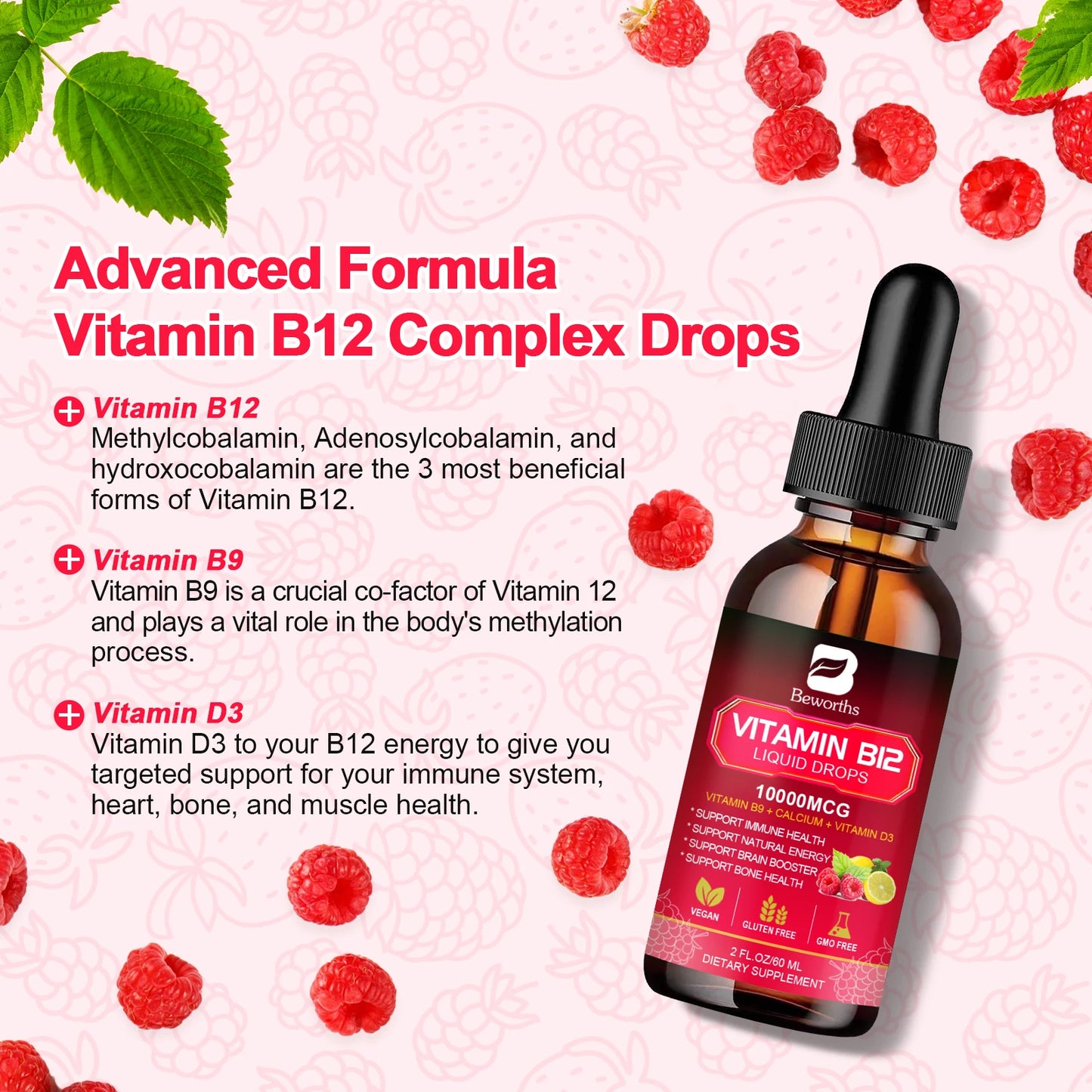 Beworths Vitamin B12 Drops For Energy Immunity Heart Health