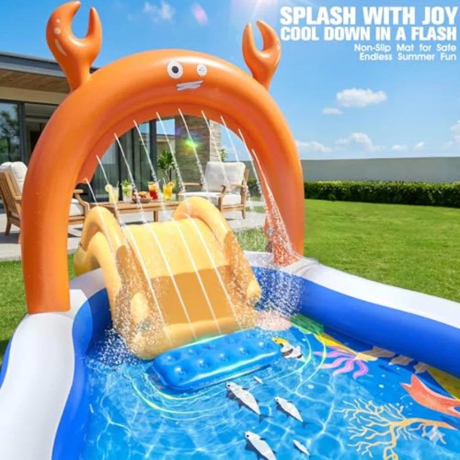 Backyard Toddler Pool With Water Slide Sprinkler Inflatable Play Center by S And B Enterprise