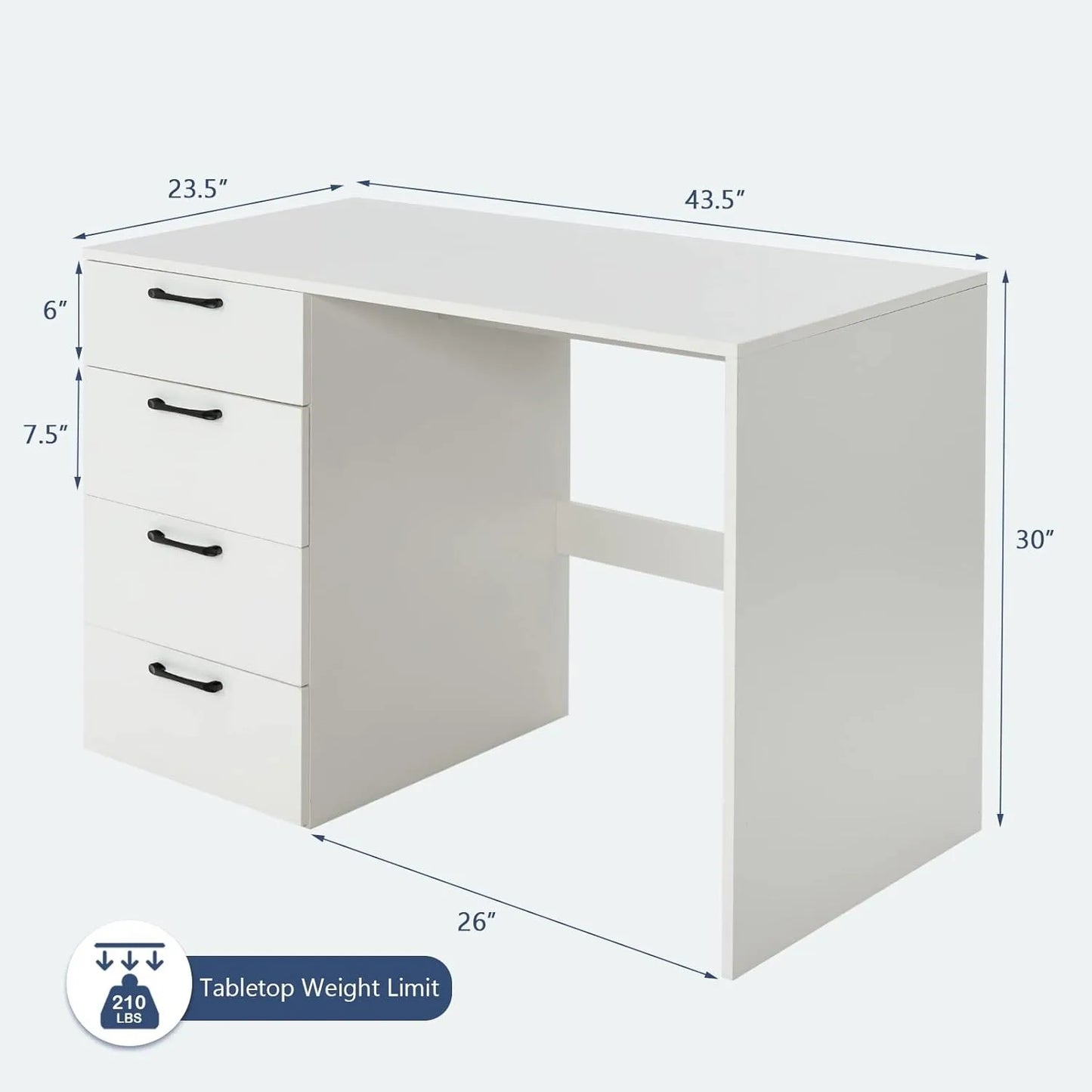 XIUWO Desk With Four Drawers Modern Writing Station by S And B Enterprise