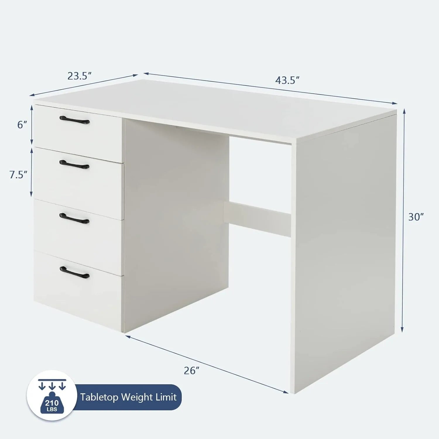 XIUWO Desk With Four Drawers Modern Writing Station by S And B Enterprise