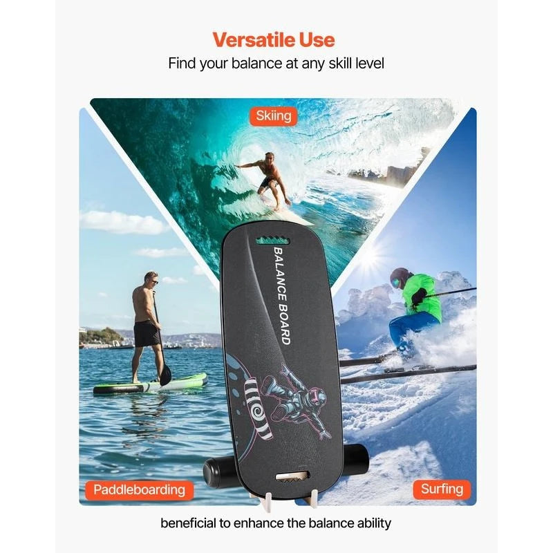 Balance Board 2-in-1 wobble trainer with wooden deck and roller for core workouts and balance training
