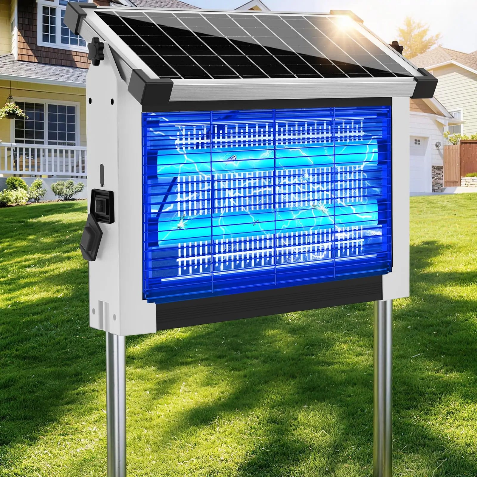 Solar Outdoor Mosquito Zapper 4500V Panel Sensor Waterproof by S And B Enterprise