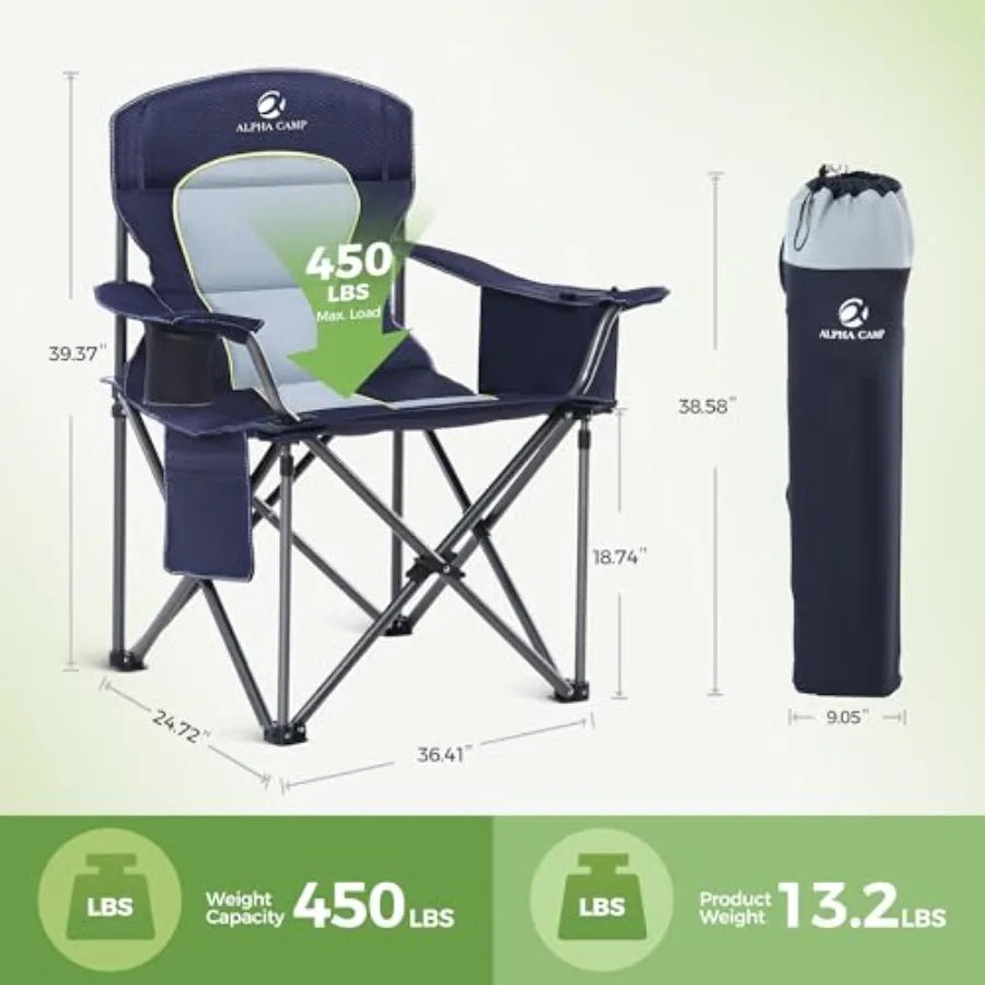 Heavy Duty Folding Camping Chair With Padded Seat And Cup Holder by S And B Enterprise