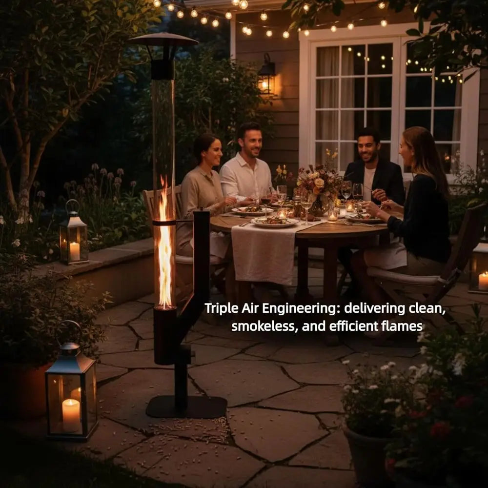 Spiral Flame Glass Tube Patio Heater, Anti-Tip Base, Outdoor Garden Backyard Heating by S And B Enterprise