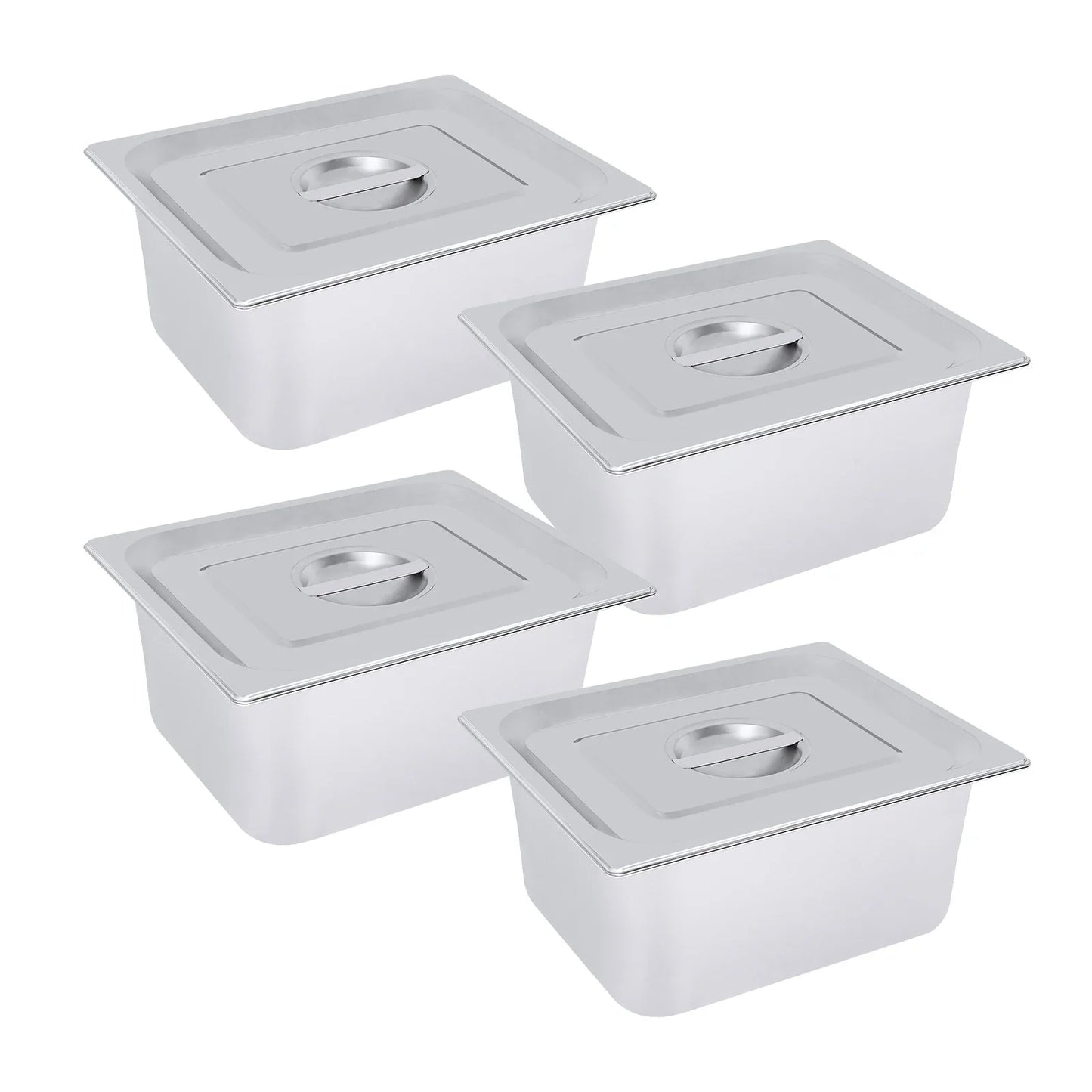 Stainless Steel Steam Table Pans Set With Lids 4-Piece