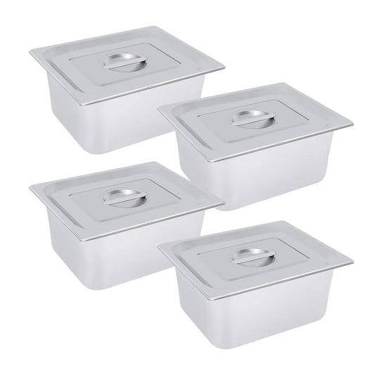 Stainless Steel Steam Table Pans Set With Lids 4-Piece
