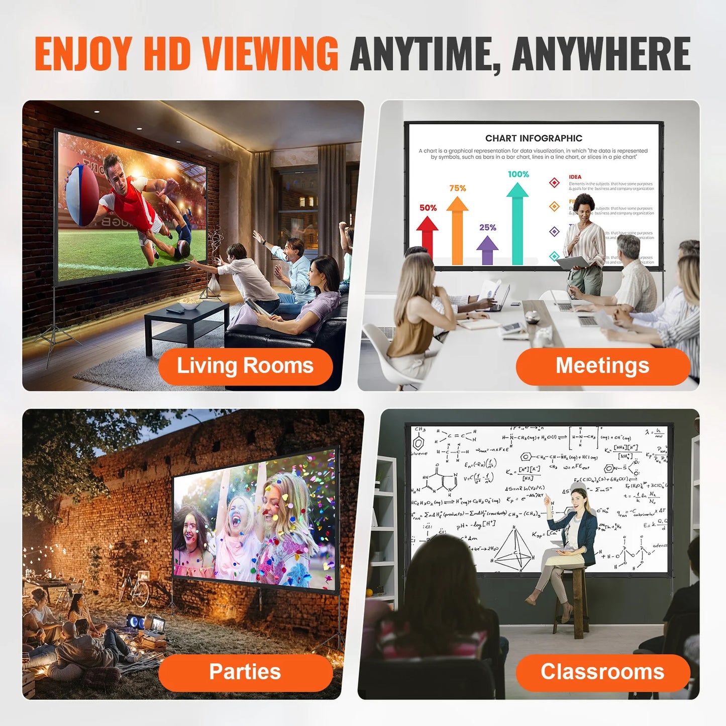 SucceBuy 4K Projector Screen With Stand For Home Theater