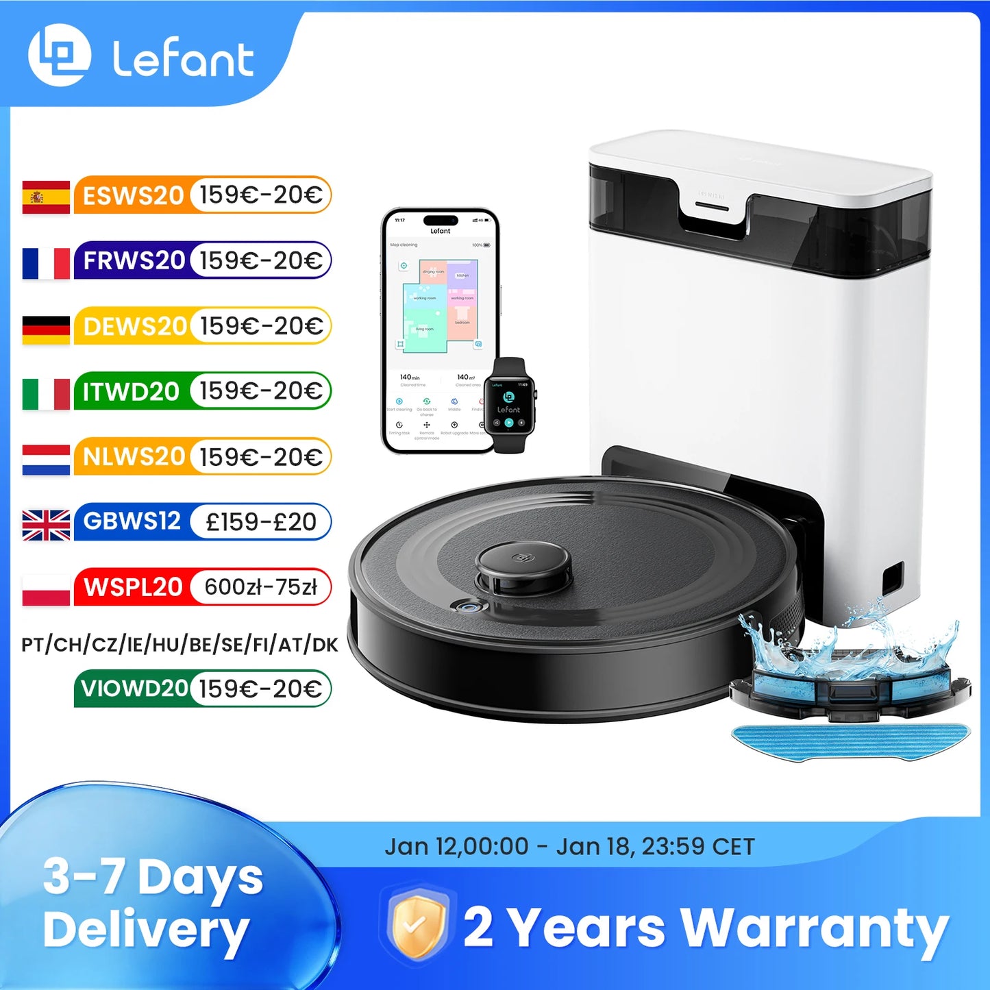 Lefant M2S Pro Robot Vacuum With Mapping And Laser Navigation