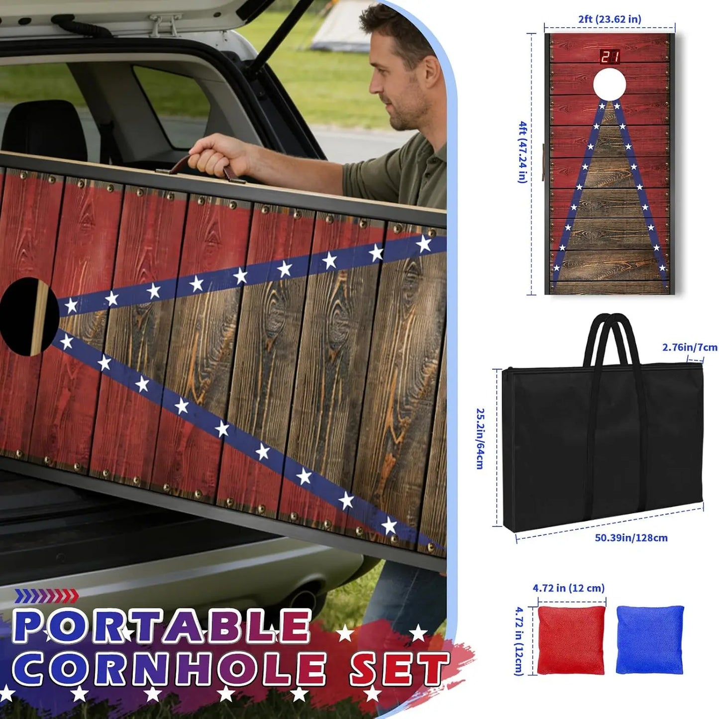 Electronic Cornhole Board Set With Automatic Scoring Wooden Portable by S And B Enterprise