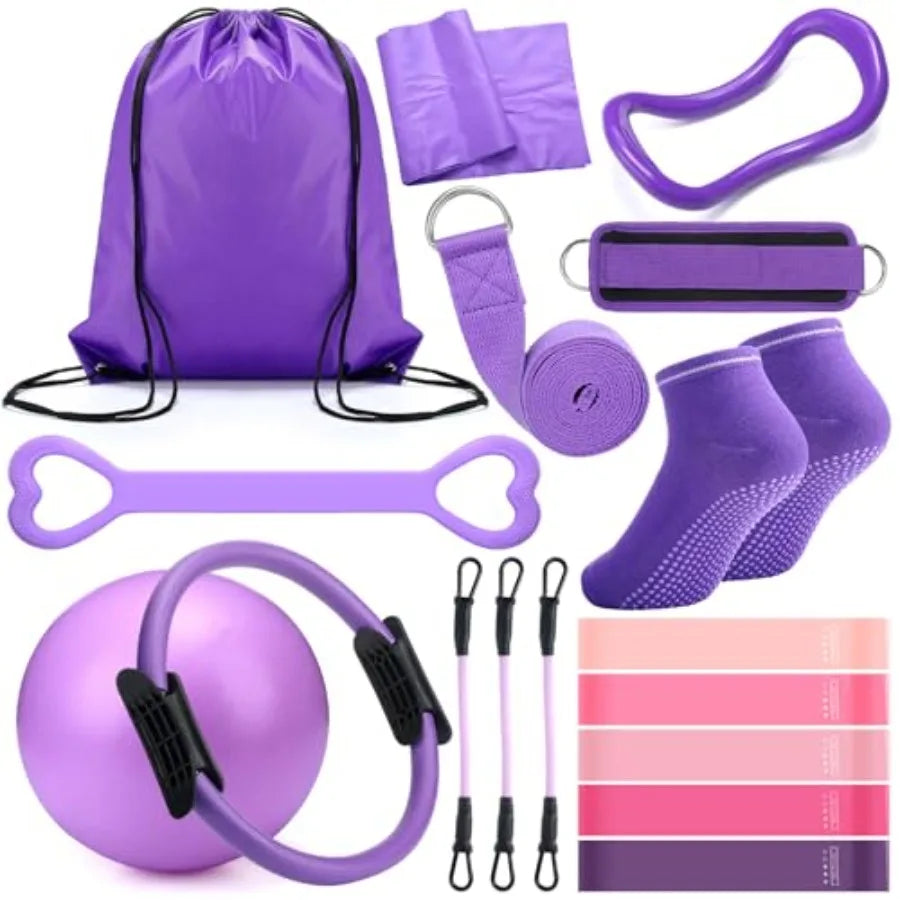 Pilates Ring Circle Set 18-Piece Exercise Accessories For Women Yoga