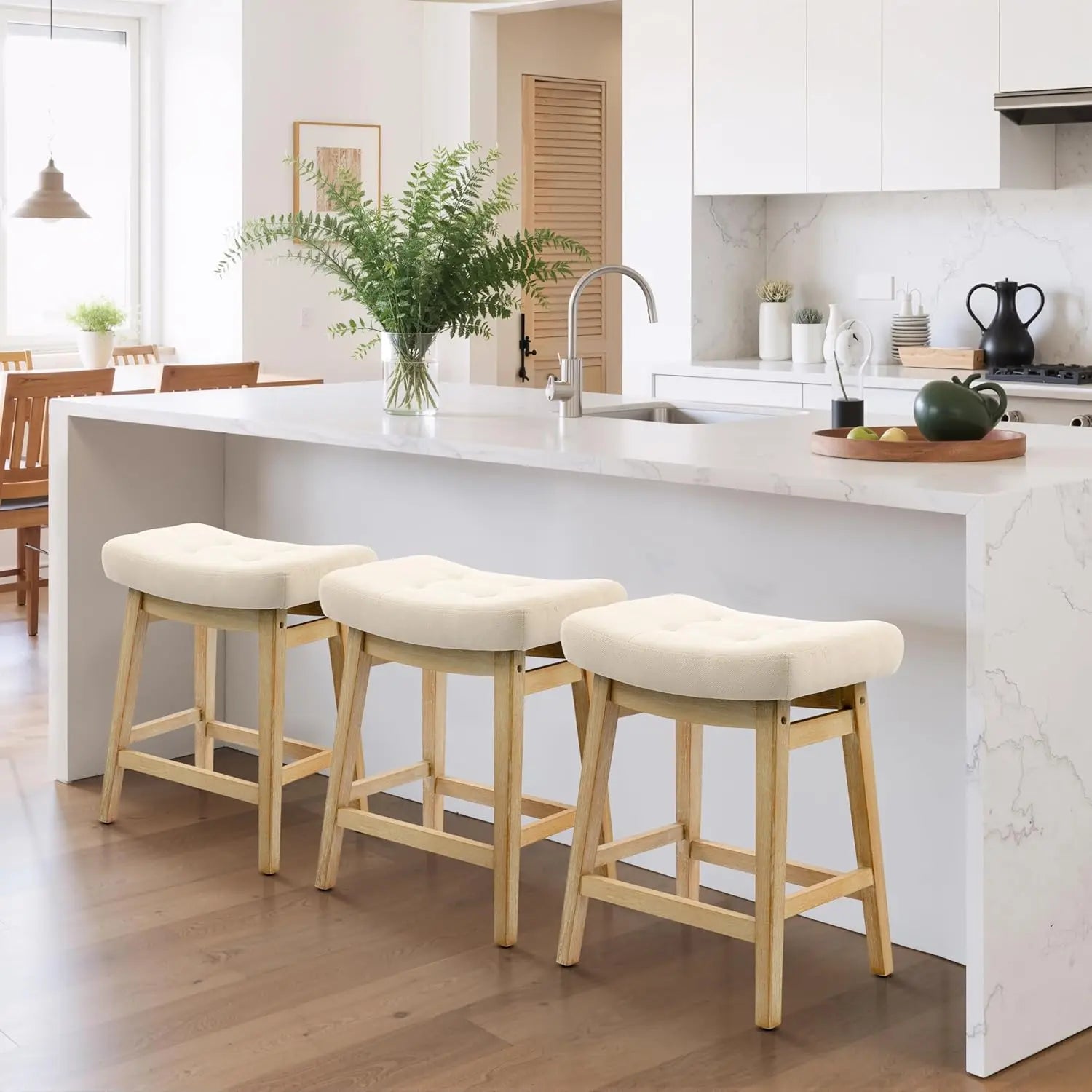 Counter Height Bar Stools Set of 3 for Kitchen Counter, Backless Farmhouse Island Short Barstools No Back with, Customized by S And B Enterprise