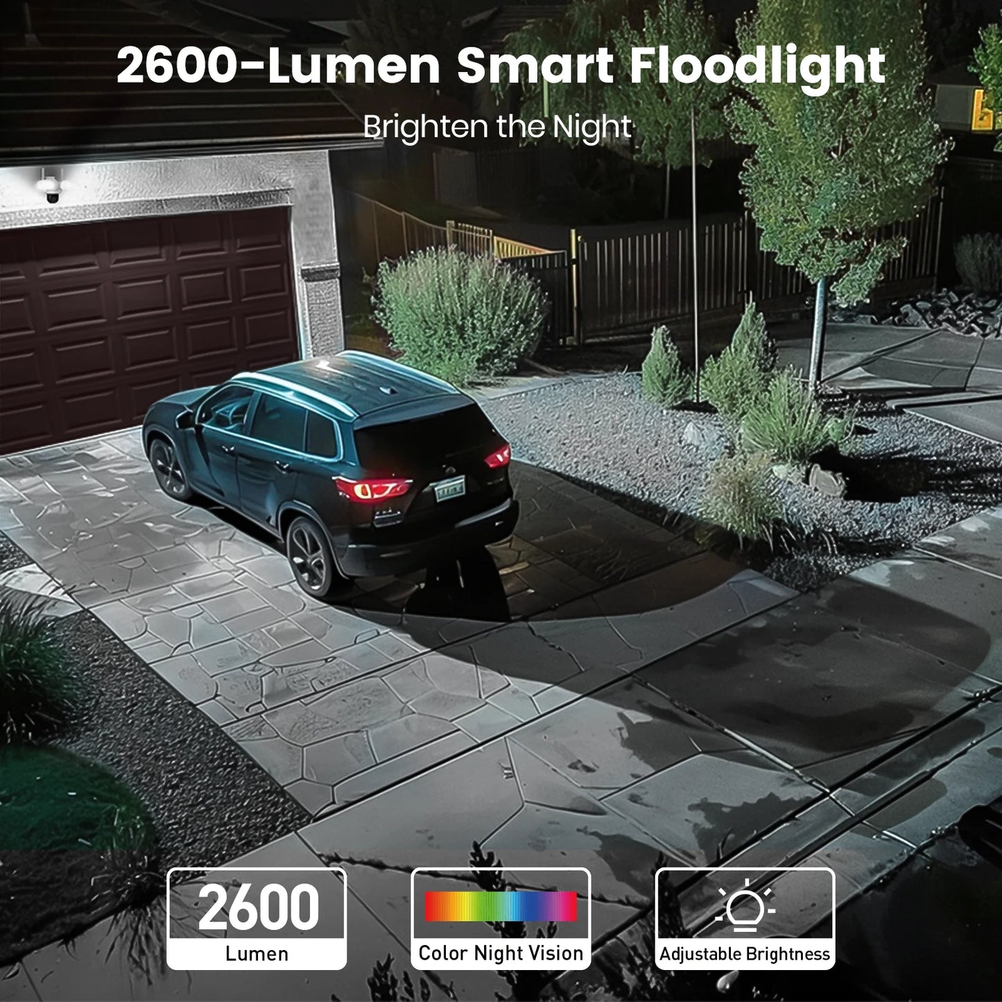 DEKCO 3K UHD WiFi Floodlight Camera Outdoor 360 View Night Vision Two Way Audio