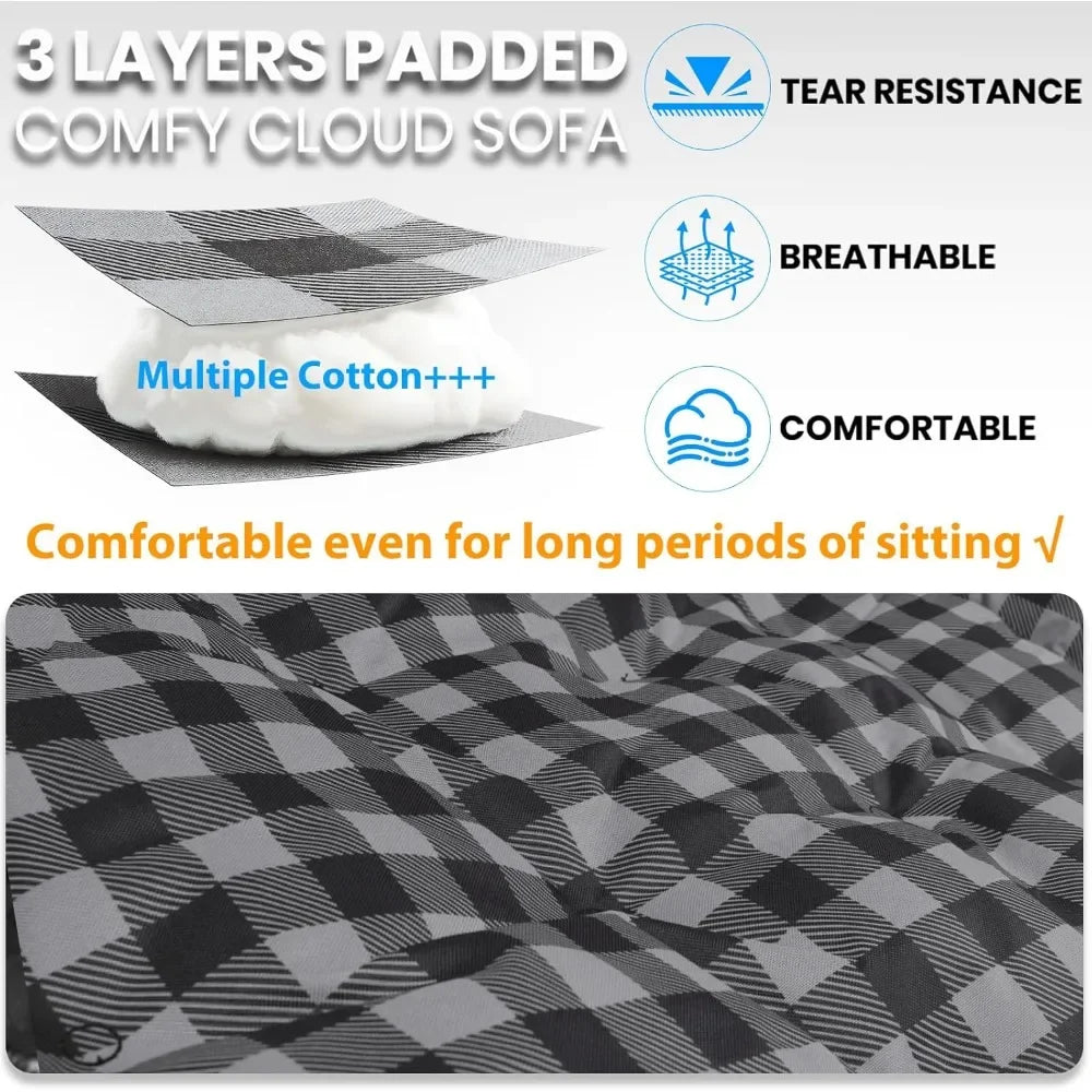 Padded Double Camping Chair Folding Loveseat For Two