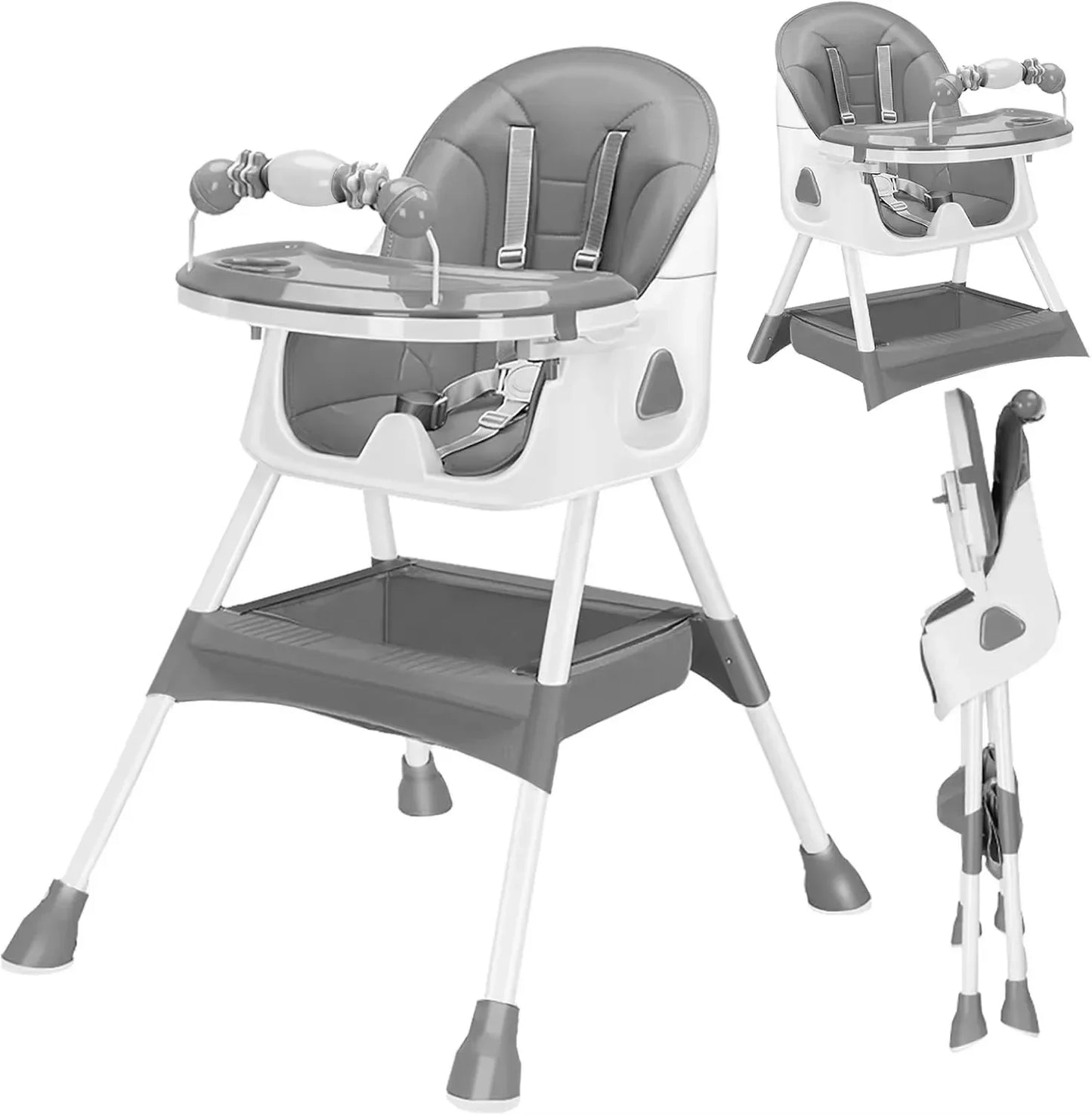 Foldable Baby High Chair 6 Months Plus, with Large Antislip Pad & ToyRack, Easy to Clean Feeding , E500 by S And B Enterprise
