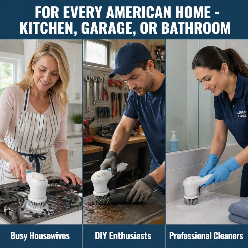 Effortless Electric Grease Scrubber Rechargeable Cordless Power Cleaning Brush by S And B Enterprise