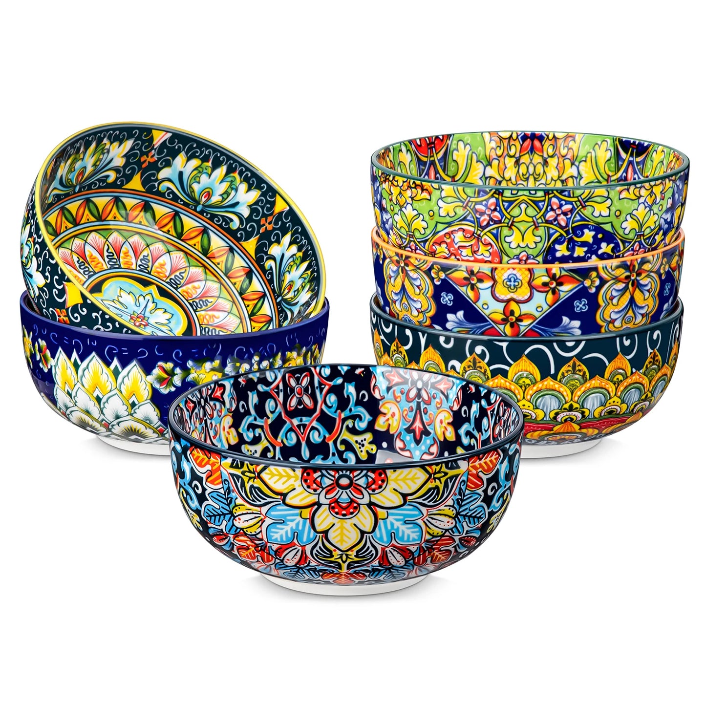 MALACASA Ceramic Bowls Set Bohemian Style Dinnerware