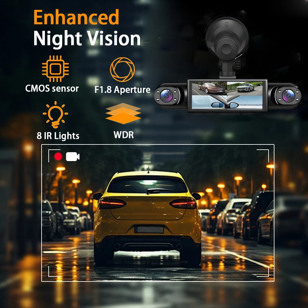 4 Channel Dash Cam 360° 1080P Car Video Recorder Black Box with Night Vision Parking Monitor G-Sensor Loop Recording Auto Parts by S And B Enterprise