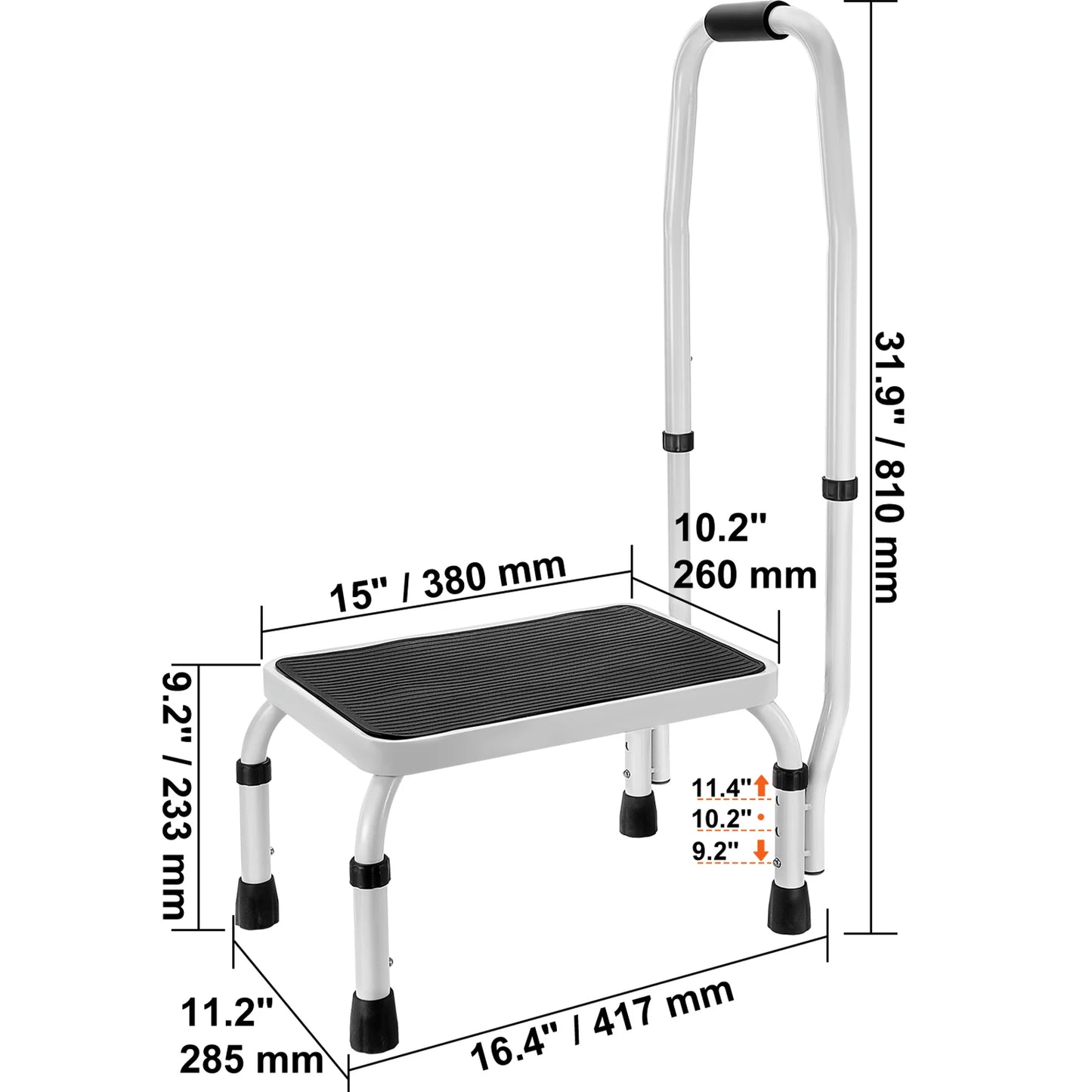 VEVOR Step Stool 1 Step 330lbs Capacity Adjustable Height Toddlers Adults Non Slip Sturdy For Office RVs Pets Bathrooms Bedrooms by S And B Enterprise