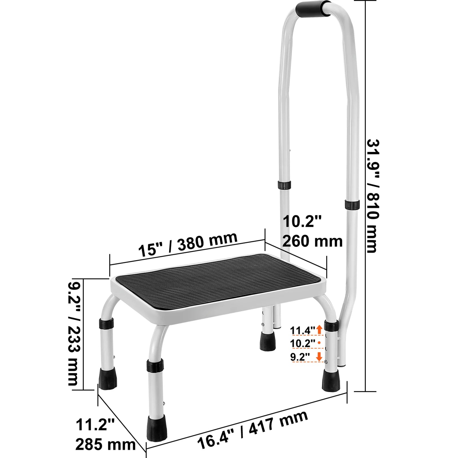 VEVOR Step Stool 1 Step 330lbs Capacity Adjustable Height Toddlers Adults Non Slip Sturdy For Office RVs Pets Bathrooms Bedrooms by S And B Enterprise