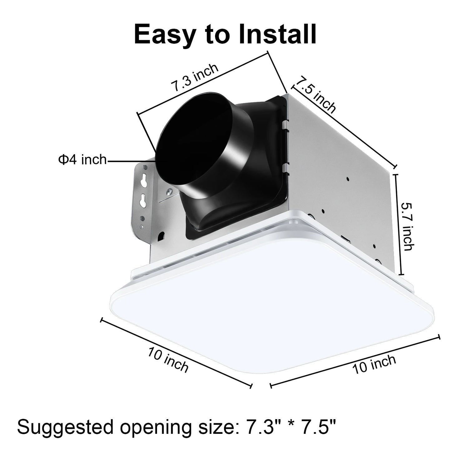 110 CFM Bathroom Exhaust Fan With Light 3 Mode Lighting