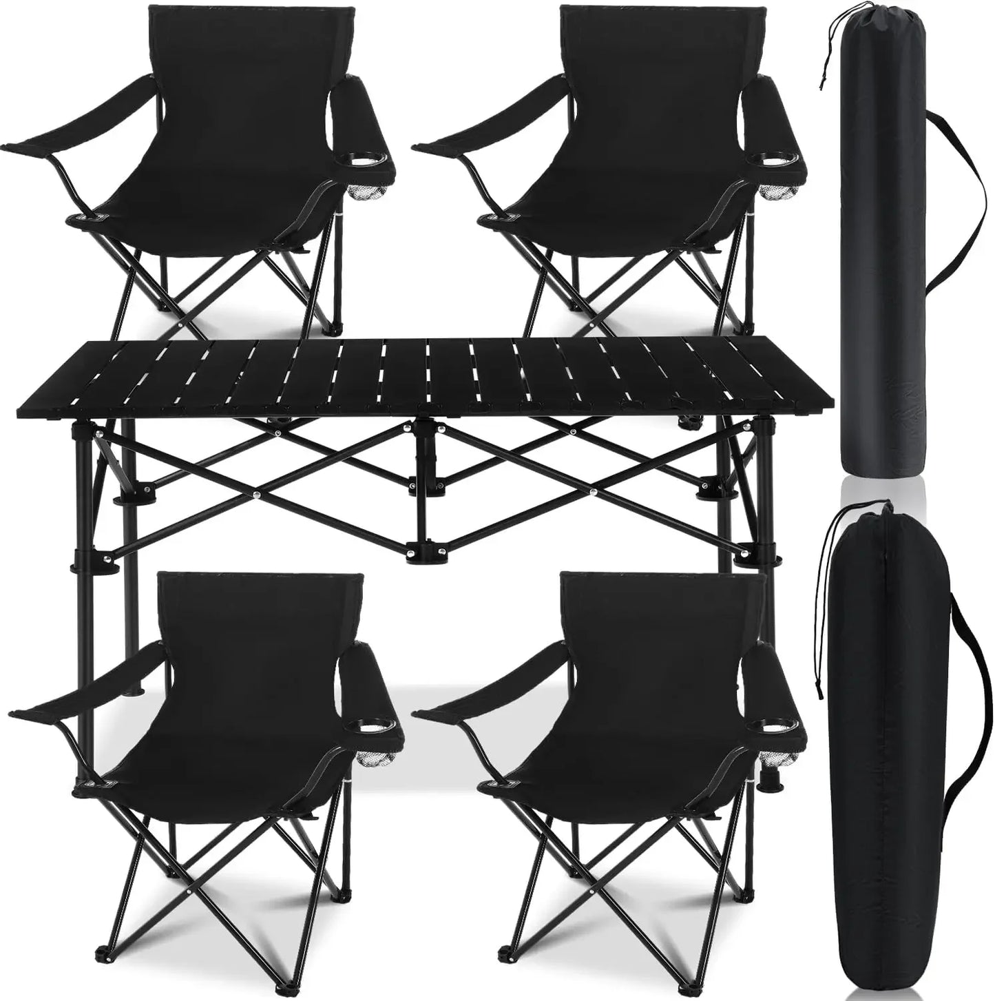 Five Piece Portable Camping Chair And Folding Table Set