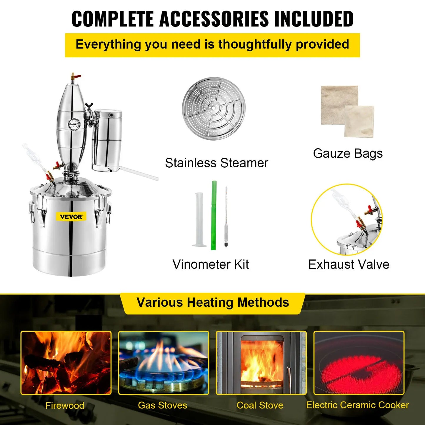 SucceBuy Alcohol Distiller Kit For Beer Moonshine Brewing